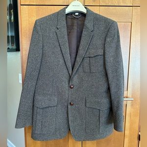 Men’s Burberry Brown/Grey Large Tweed Blazer Perfect Condition w/ Garment Bag